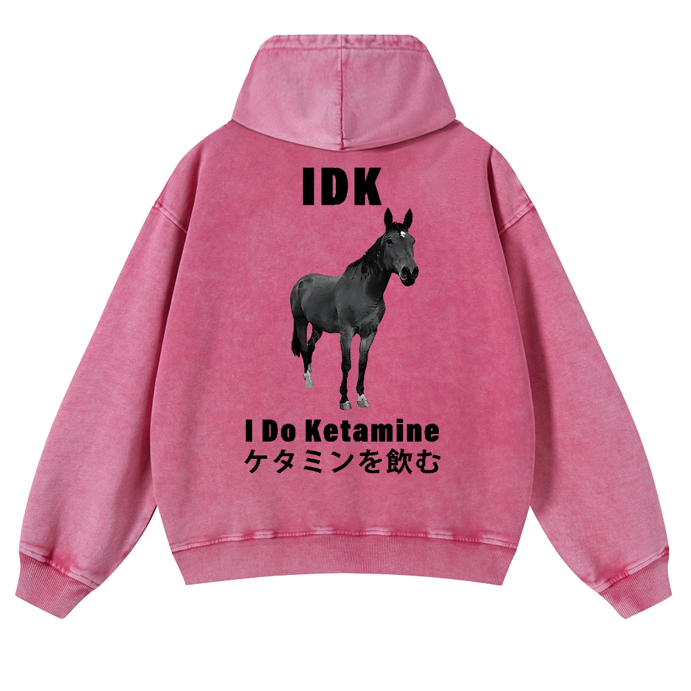 I Do Ketamine Horse Vintage Washed Cotton Back Art Hoodie