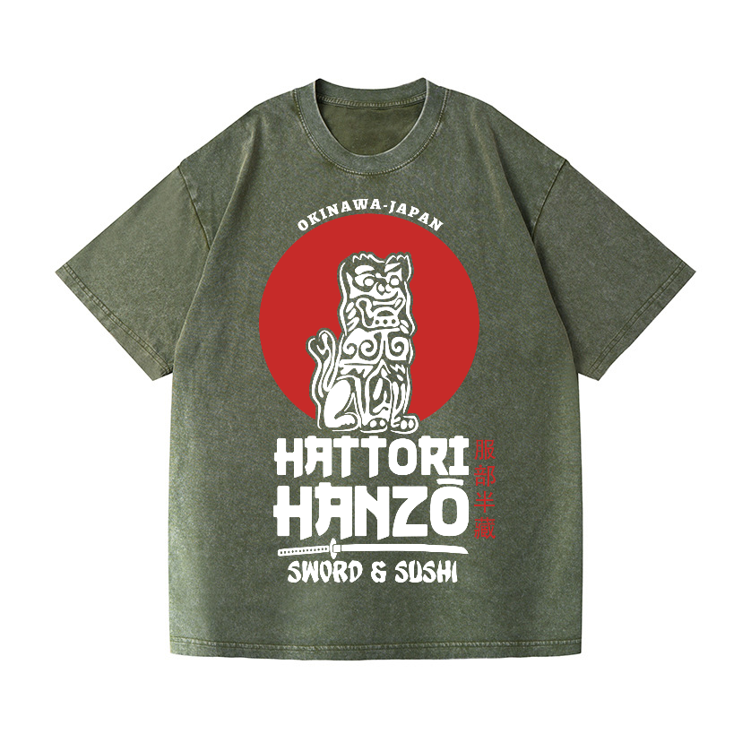 Okinawa Hattori Hanzo Komainu Vintage Wash Japanese Design T-Shirt
