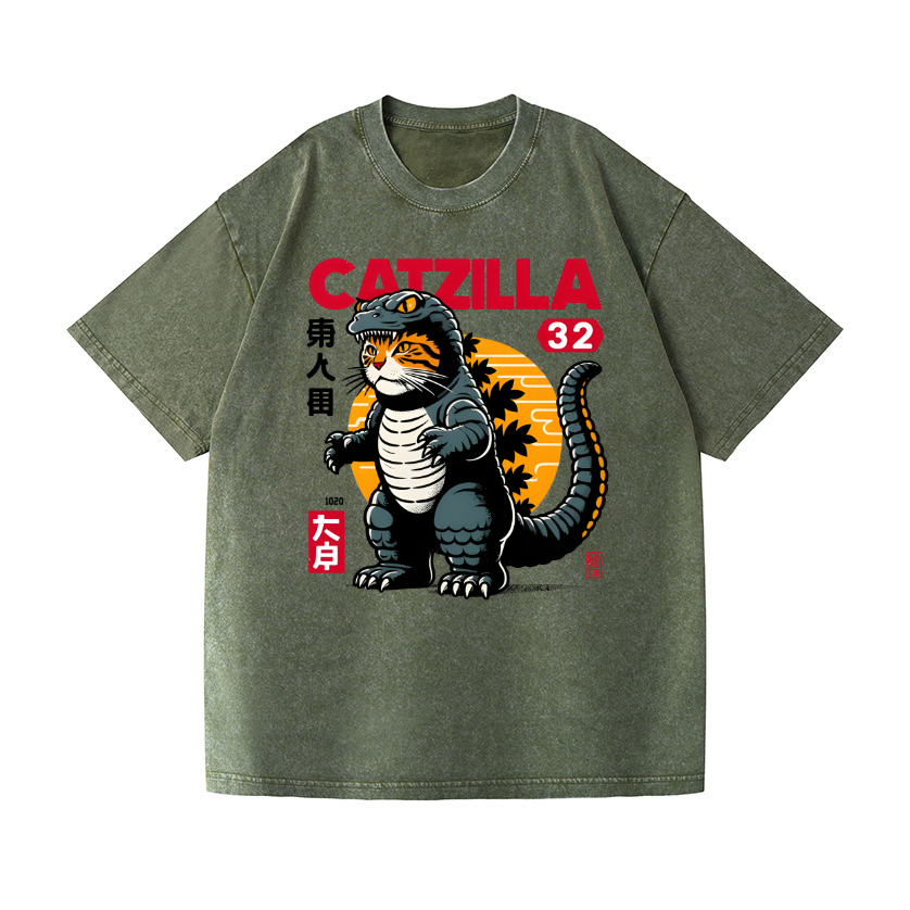 Catzilla Vintage Wash Japanese Design T-Shirt
