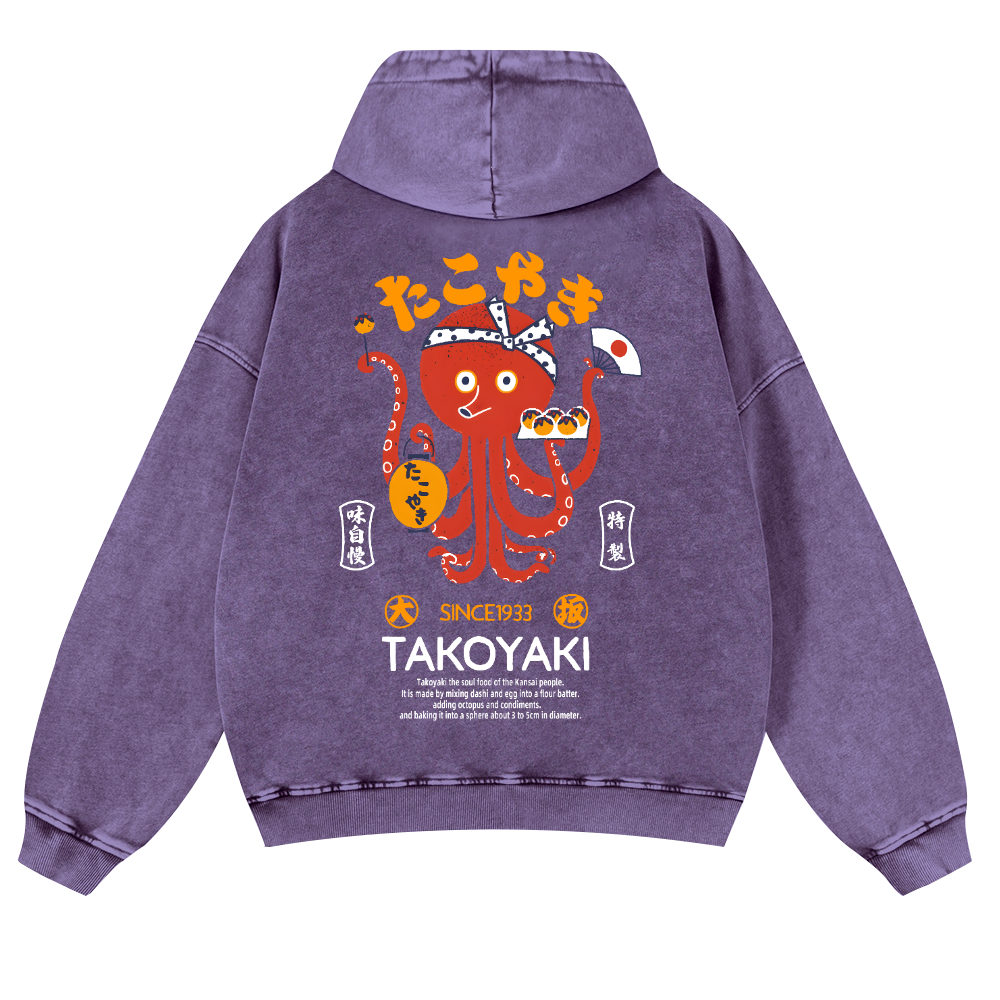 Takoyaki Octopus Vintage Washed Cotton Back Art Hoodie