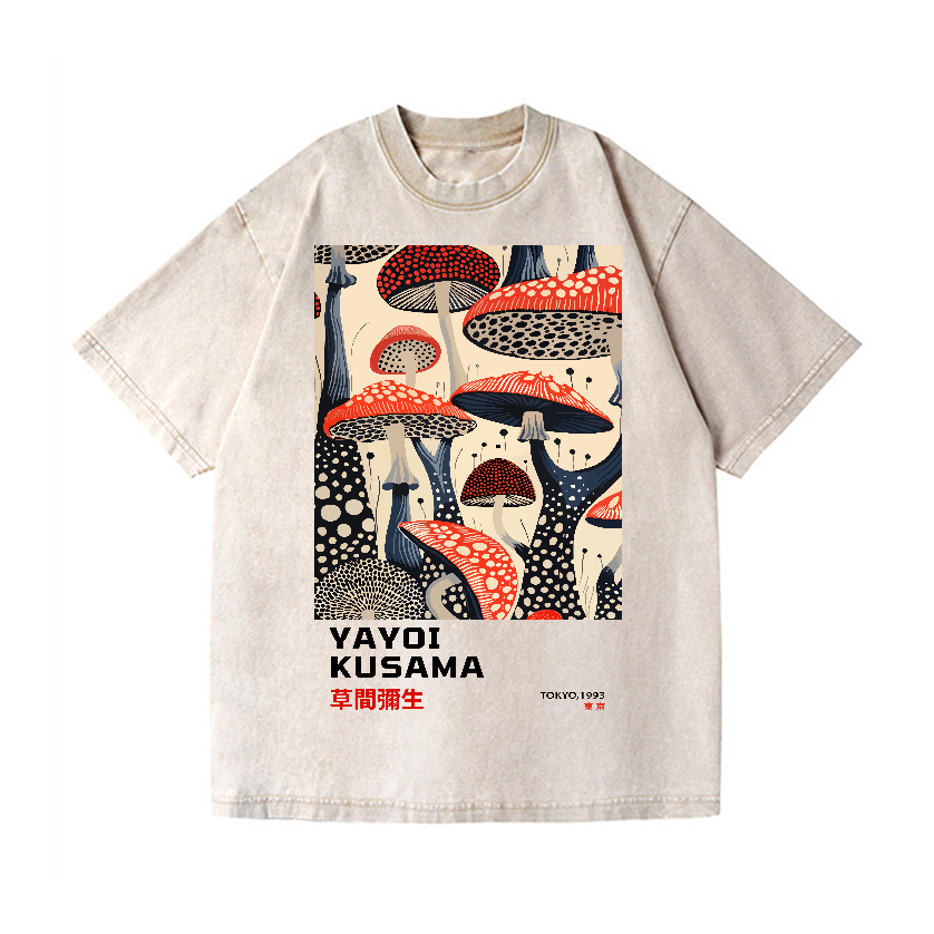 Yayoi Kusama Mushroom Vintage Wash Japanese Design T-Shirt