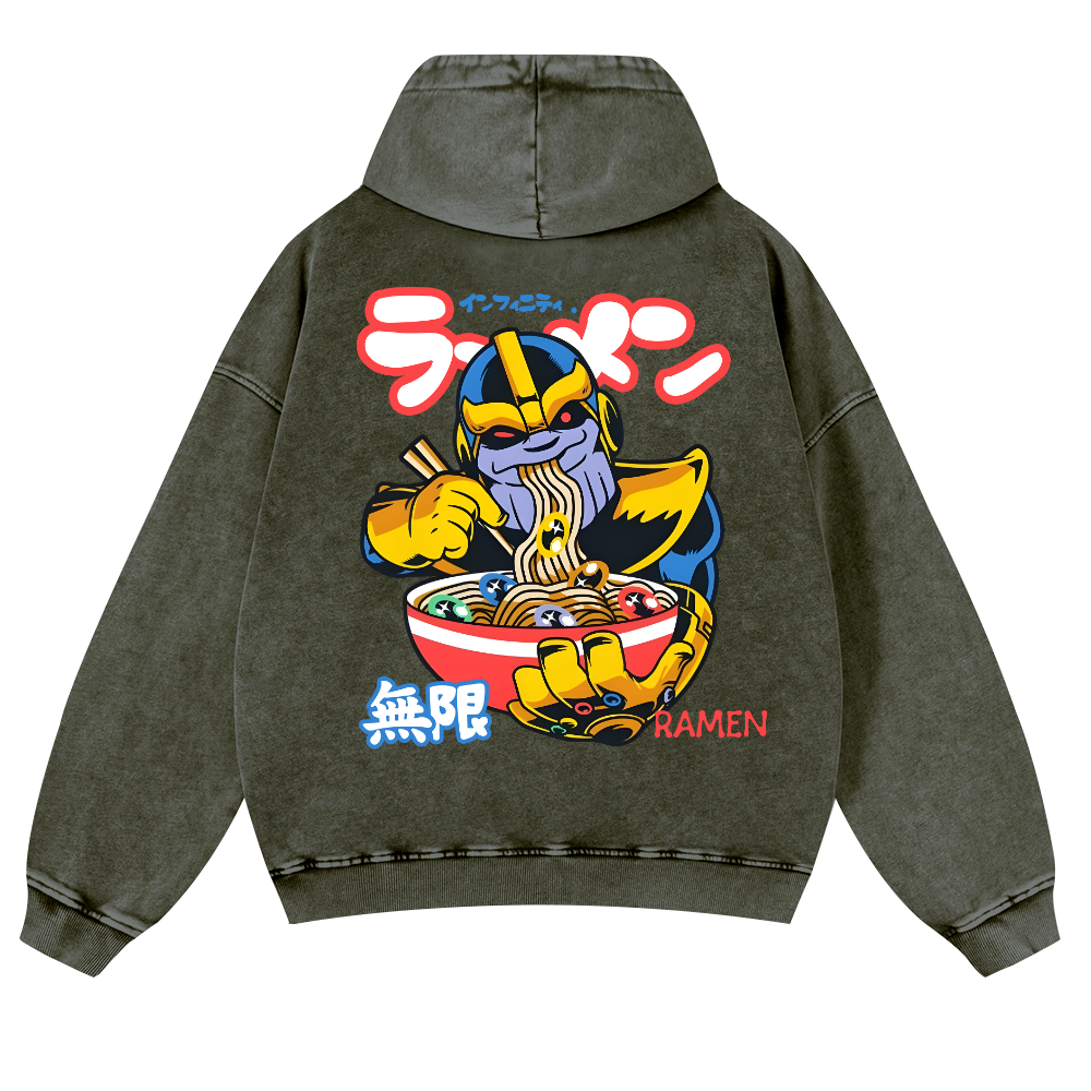 Ramen Hero Vintage Washed Cotton Back Art Hoodie