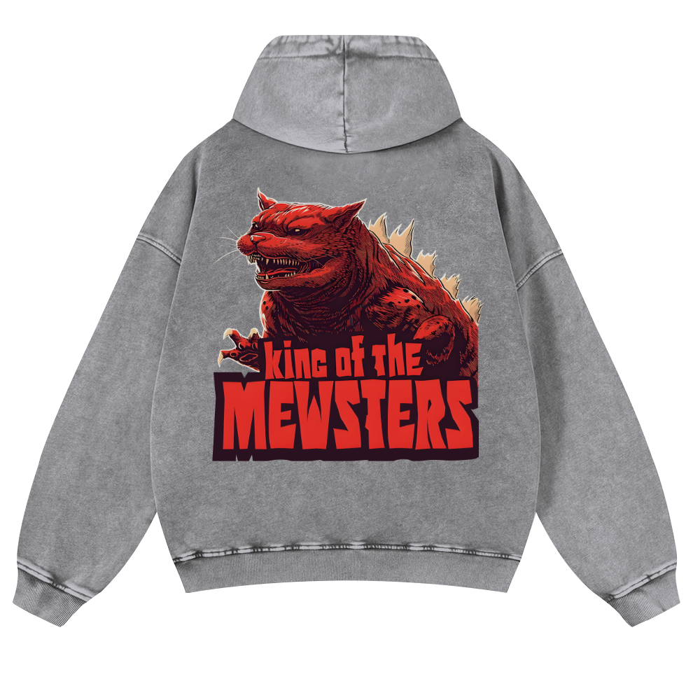 Catzilla Cat Godzilla Vintage Washed Cotton Back Art Hoodie