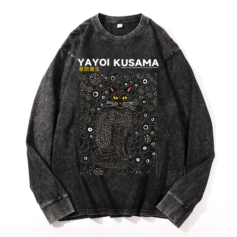 Yayoi Kusama Cat Vintage Cotton Wash Crewneck Sweatshirt