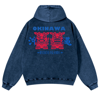 Okinawa Vintage Washed Cotton Back Art Hoodie