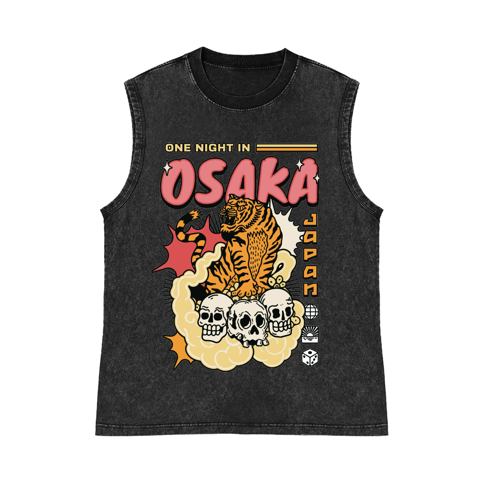 One Night in OSAKA Pure Cotton Wash-Dyed Sleeveless Tank Top