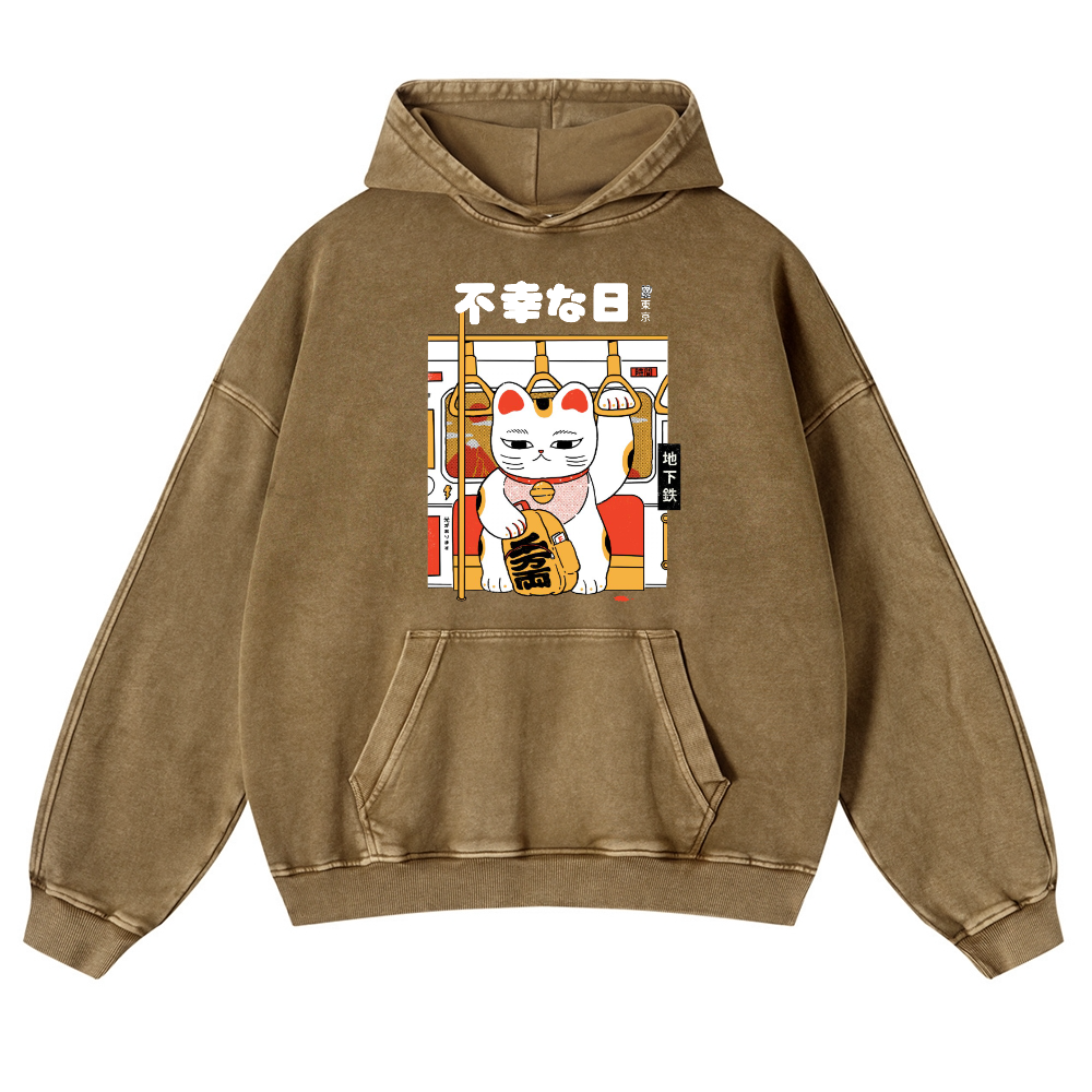 Unlucky Day Vintage Washed Thick Cotton Hoodie