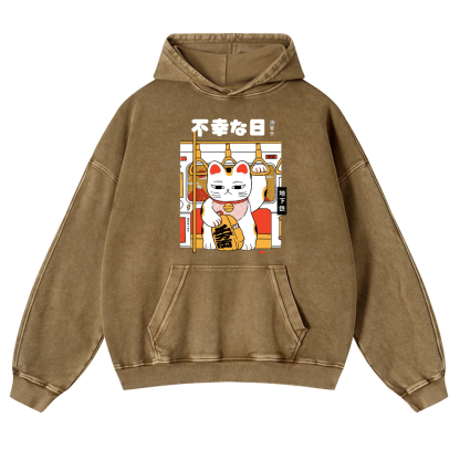 Unlucky Day Vintage Washed Thick Cotton Hoodie