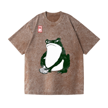Frog Making Matcha Vintage Wash Japanese Design T-Shirt