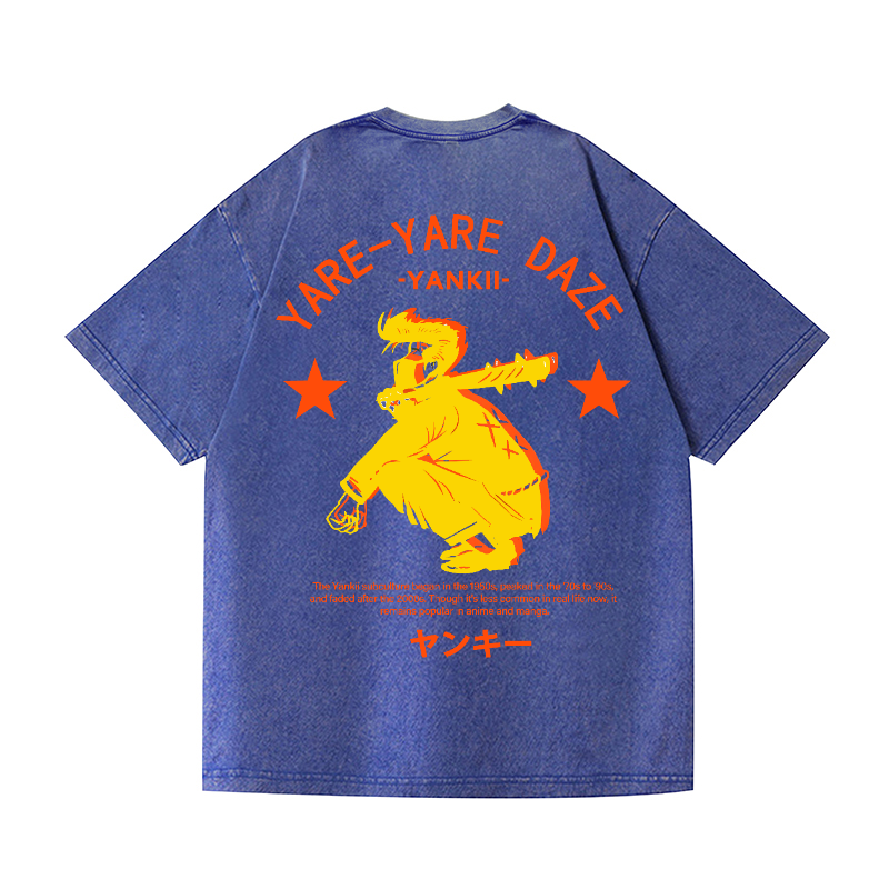Yare Yare Daze Vintage Wash Japanese Design Back Art T-Shirt