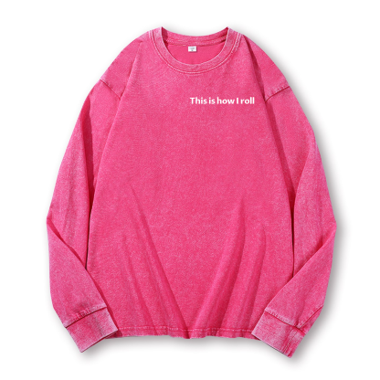 Sushi This Is How I Roll Vintage Washed Cotton Back Art Long-sleeve T-shirt