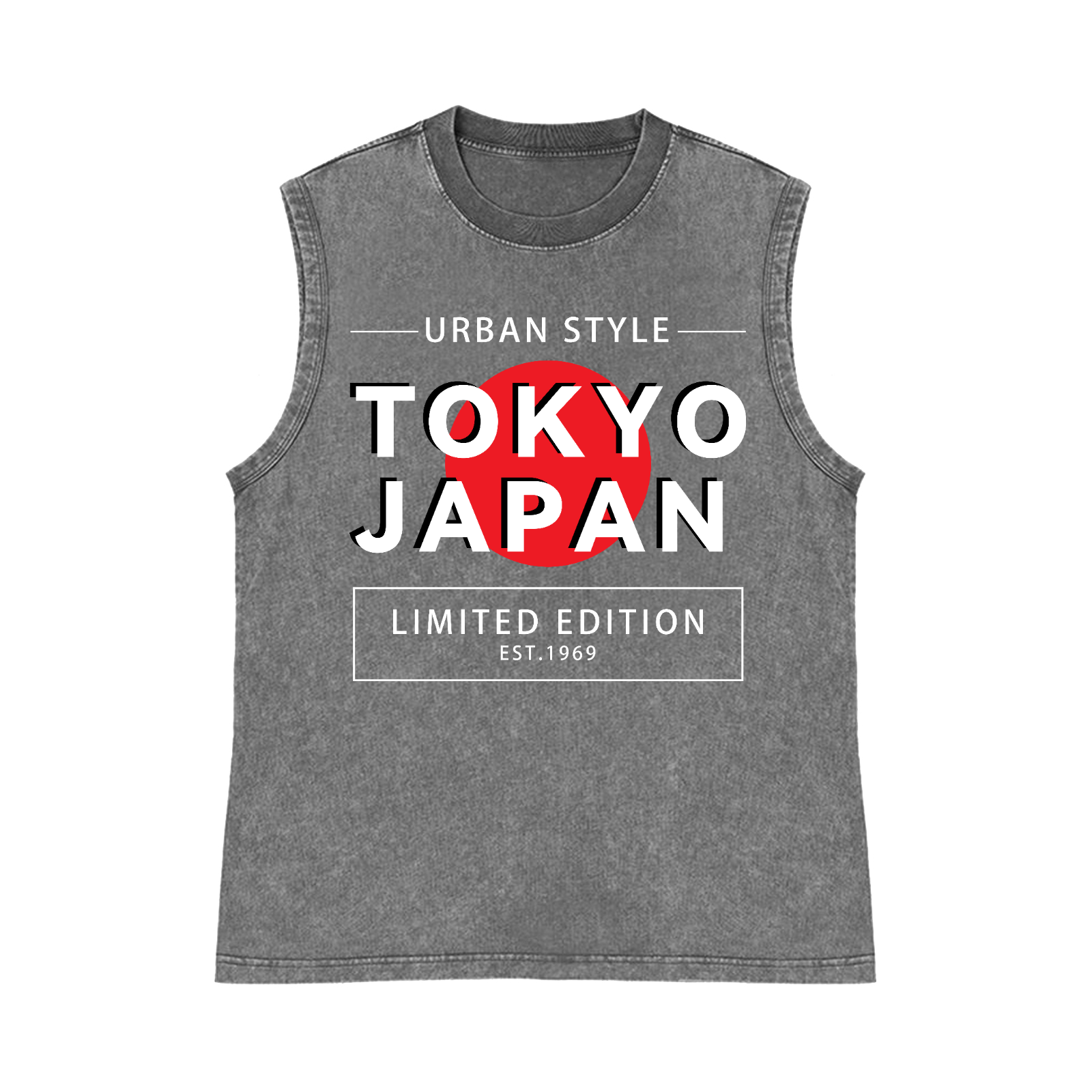 Tokyo Japan Pure Cotton Wash-Dyed Sleeveless Tank Top