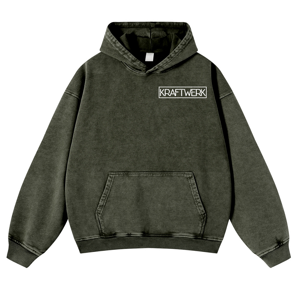 Kraftwerk Band Vintage Washed Cotton Back Art Hoodie