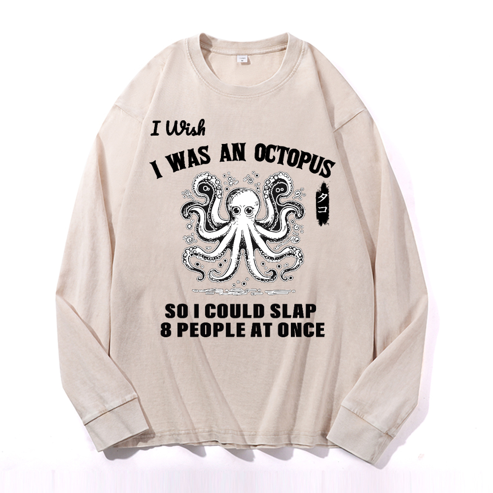 Octopus Vintage Cotton Wash Long-sleeve T-shirt
