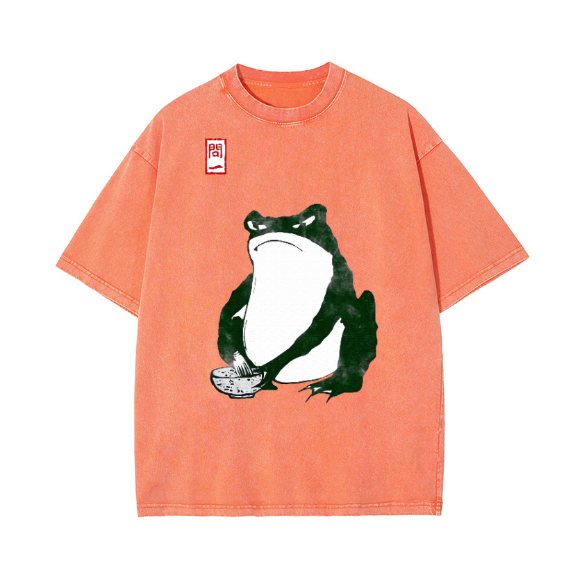 Frog Making Matcha Vintage Wash Japanese Design T-Shirt