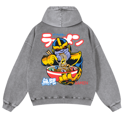 Ramen Hero Vintage Washed Cotton Back Art Hoodie