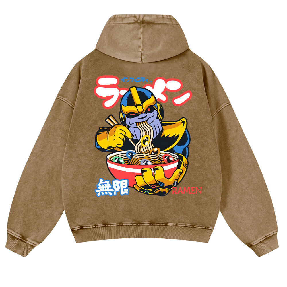 Ramen Hero Vintage Washed Cotton Back Art Hoodie