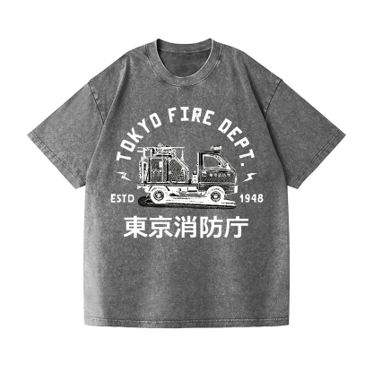 Mini Fire Truck Vintage Wash Japanese Design T-Shirt
