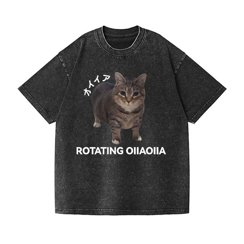 OIIA Cat Vintage Wash Japanese Design T-Shirt
