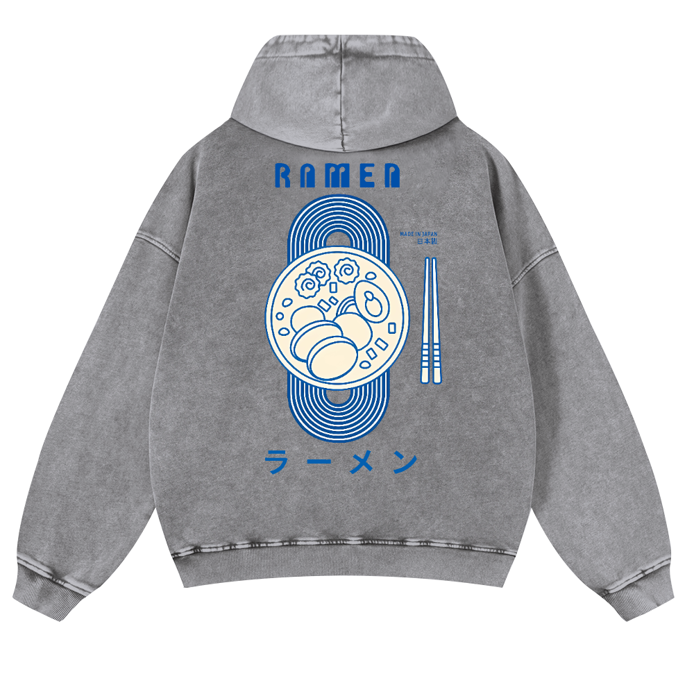 Ramen Vintage Washed Cotton Back Art Hoodie