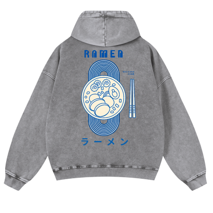Ramen Vintage Washed Cotton Back Art Hoodie