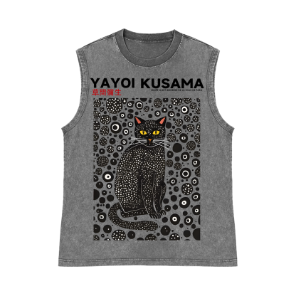 Yayoi Kusama Cat Pure Cotton Wash-Dyed Sleeveless Tank Top