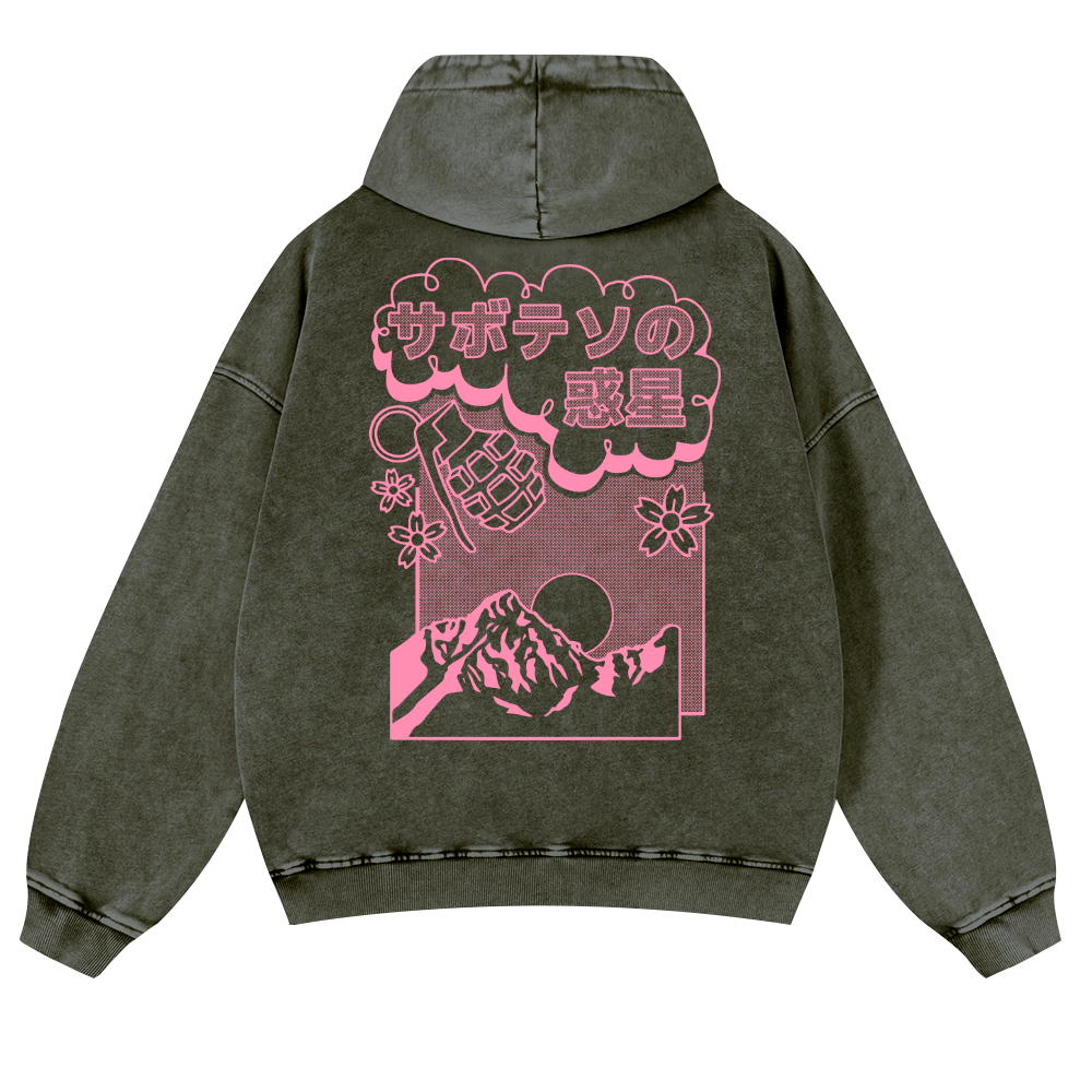 Sakura Vintage Washed Cotton Back Art Hoodie