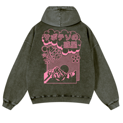 Sakura Vintage Washed Cotton Back Art Hoodie