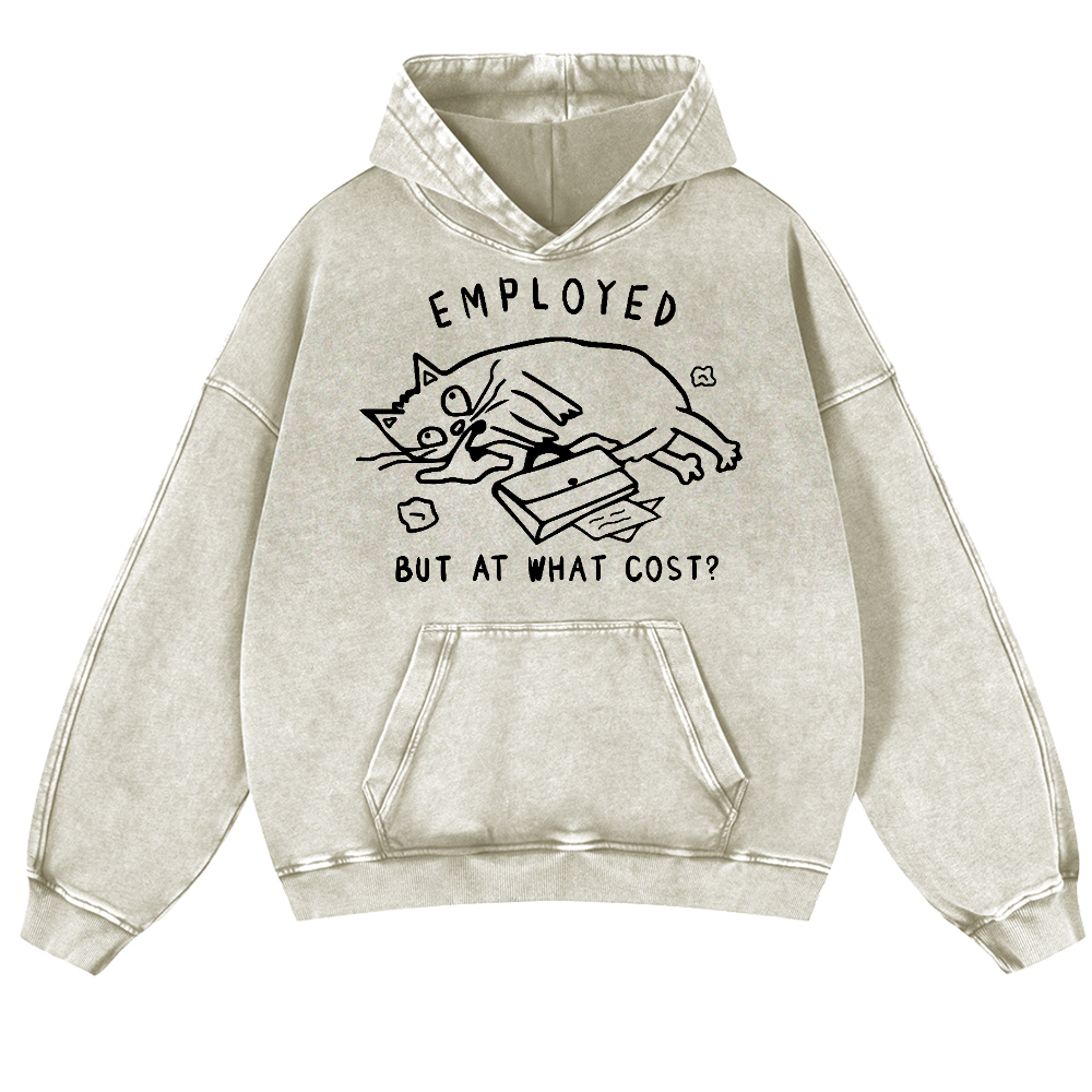 Cat Vintage Washed Thick Cotton Hoodie