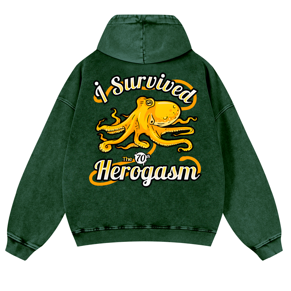 Octopus Vintage Washed Cotton Back Art Hoodie