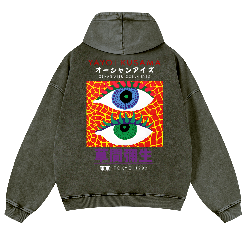 Yayoi Kusama Eyes Vintage Washed Cotton Back Art Hoodie