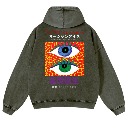 Yayoi Kusama Eyes Vintage Washed Cotton Back Art Hoodie