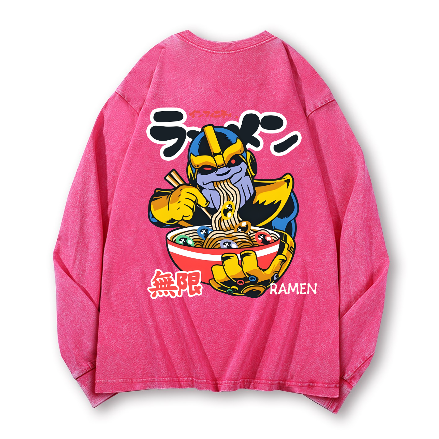 Ramen Hero Vintage Washed Cotton Back Art Long-sleeve T-shirt