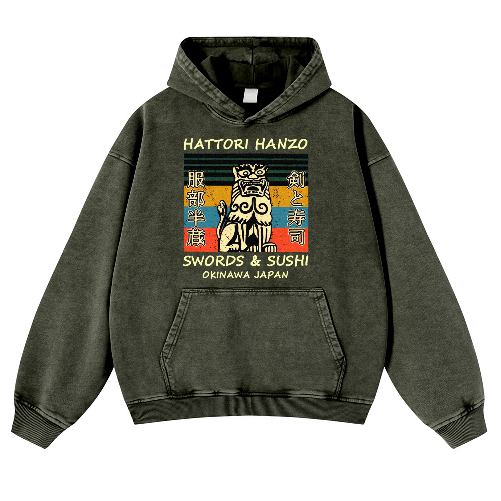 Hattori Hanzo Vintage Washed Thick Cotton Hoodie