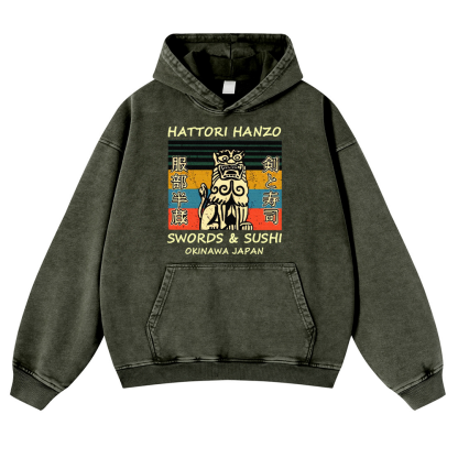 Hattori Hanzo Vintage Washed Thick Cotton Hoodie
