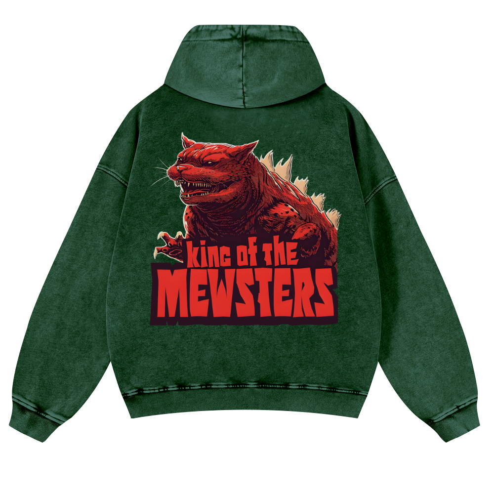 Catzilla Cat Godzilla Vintage Washed Cotton Back Art Hoodie