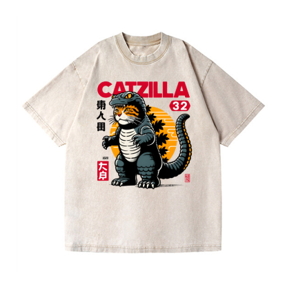 Catzilla Vintage Wash Japanese Design T-Shirt