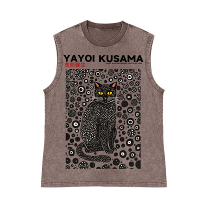 Yayoi Kusama Cat Pure Cotton Wash-Dyed Sleeveless Tank Top