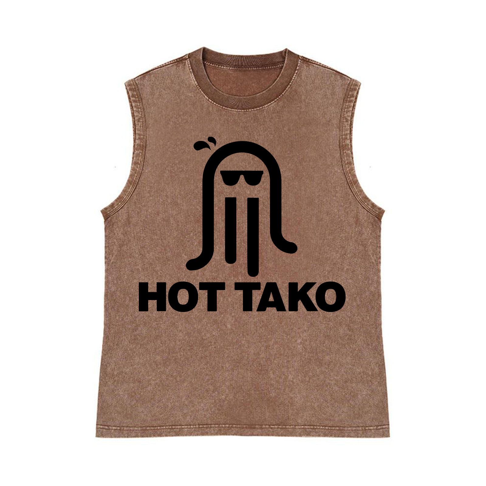 Hot Tako Octopus Pure Cotton Wash-Dyed Sleeveless Tank Top