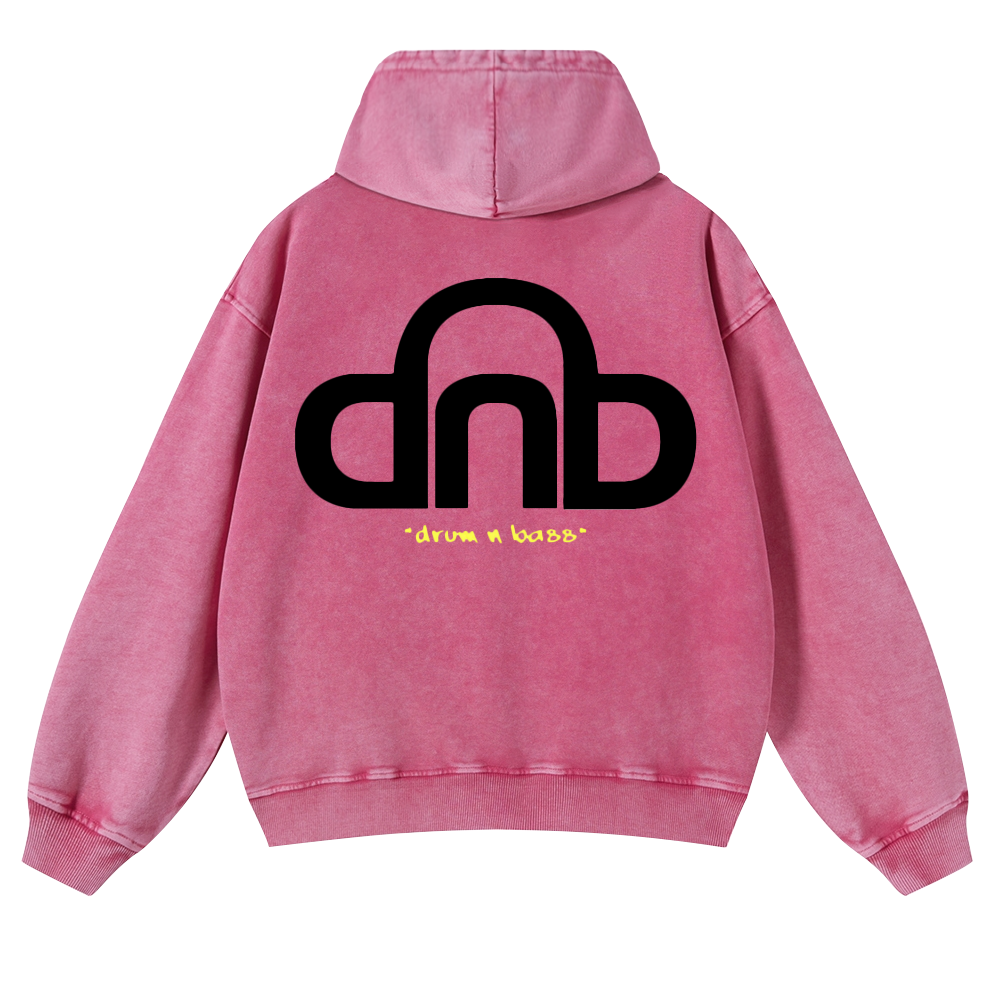 Drum & Bass Vintage Washed Cotton Back Art Hoodie