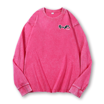 Ramen Hero Vintage Washed Cotton Back Art Long-sleeve T-shirt