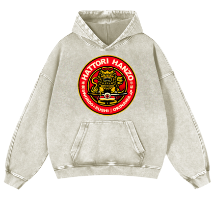 Hattori Hanzo Okinawa Japan Vintage Washed Thick Cotton Hoodie