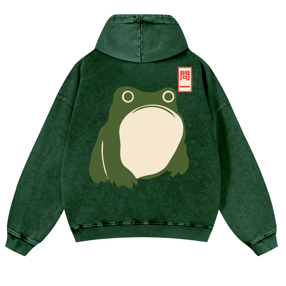 Frog Vintage Washed Cotton Back Art Hoodie