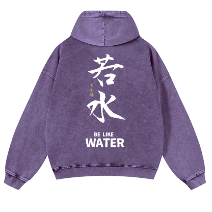 Bruce Lee Water Vintage Washed Cotton Back Art Hoodie