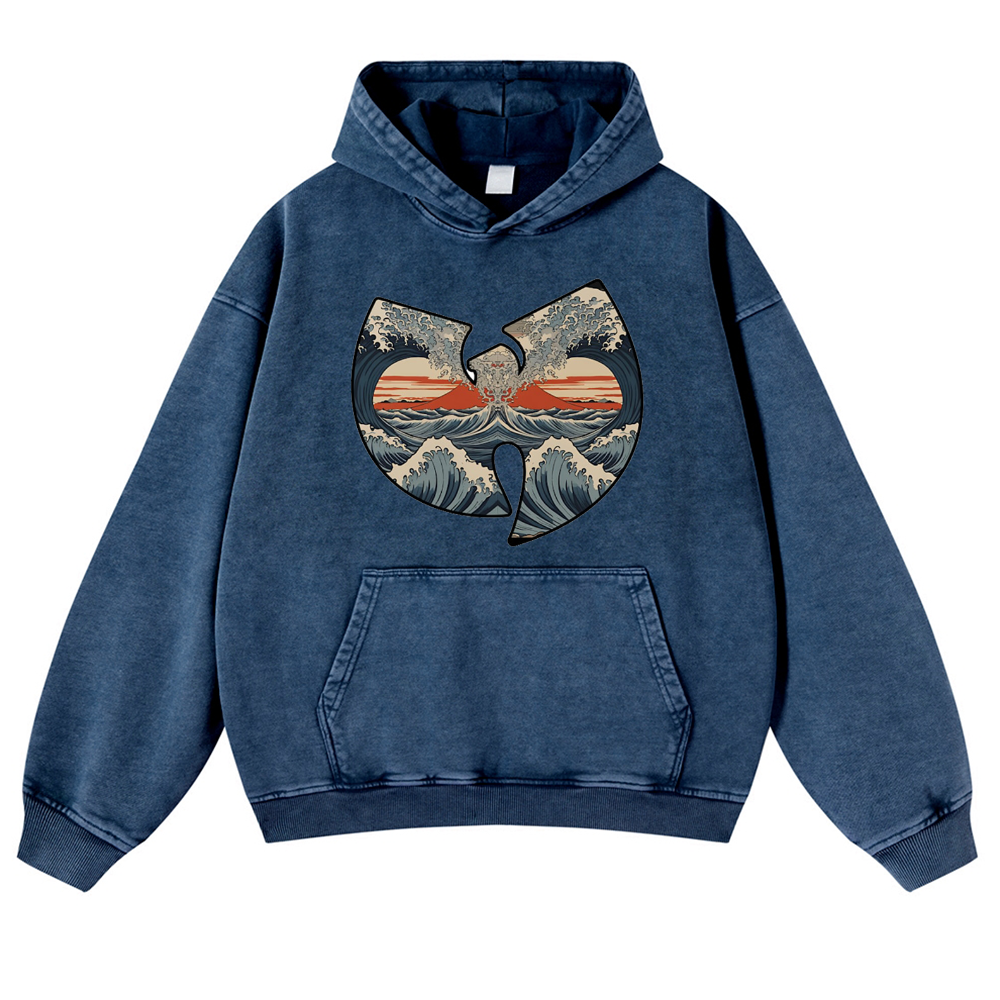 Wave Vintage Washed Thick Cotton Hoodie