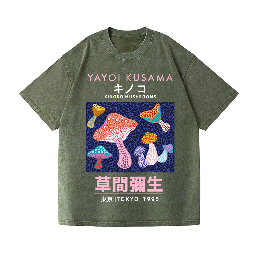 Yayoi Kusama Mushroom Vintage Wash Japanese Design T-Shirt