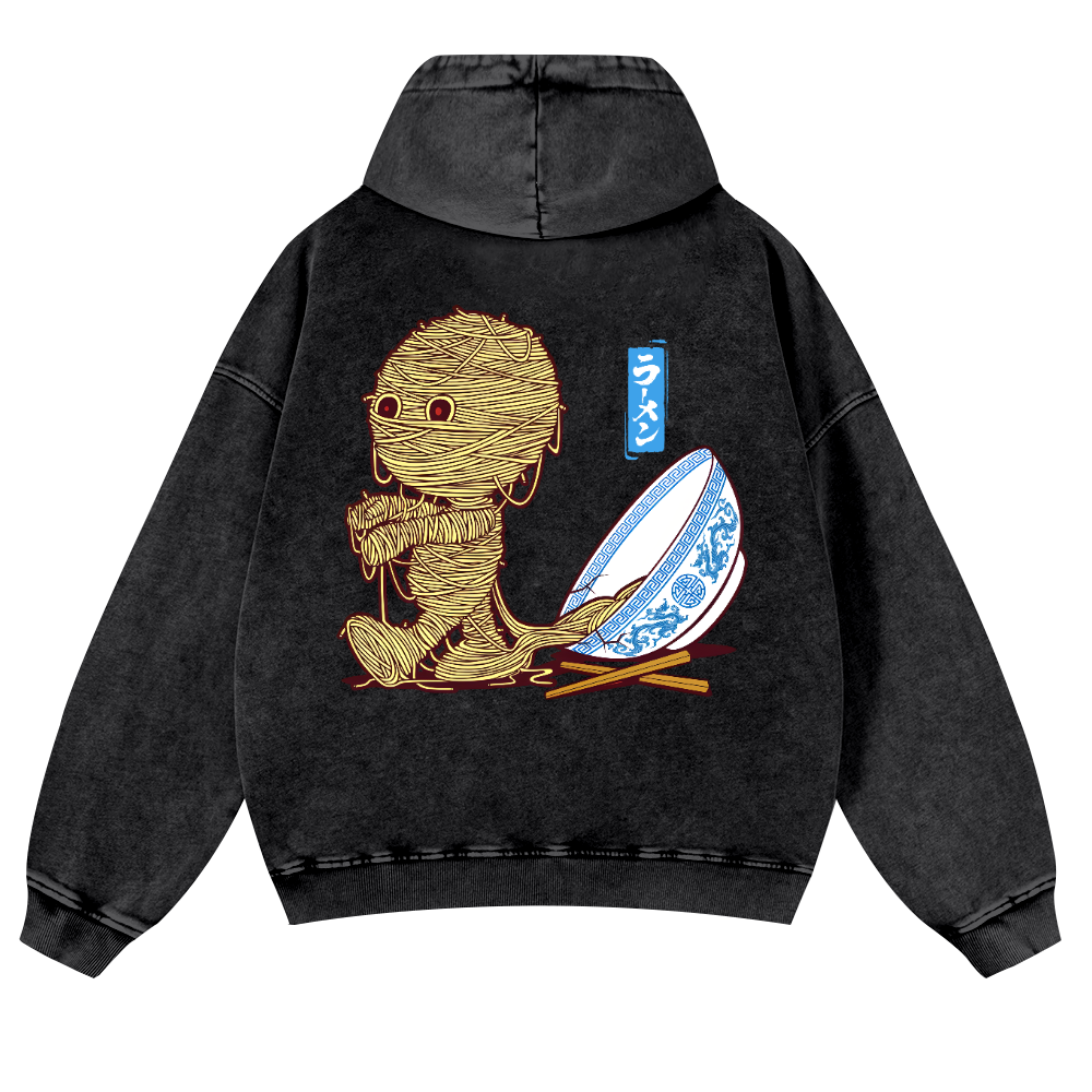 Ramen Yummy Vintage Washed Cotton Back Art Hoodie