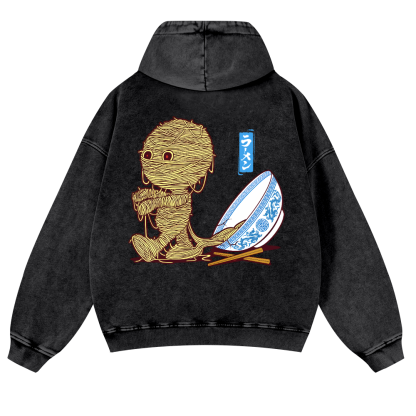 Ramen Yummy Vintage Washed Cotton Back Art Hoodie