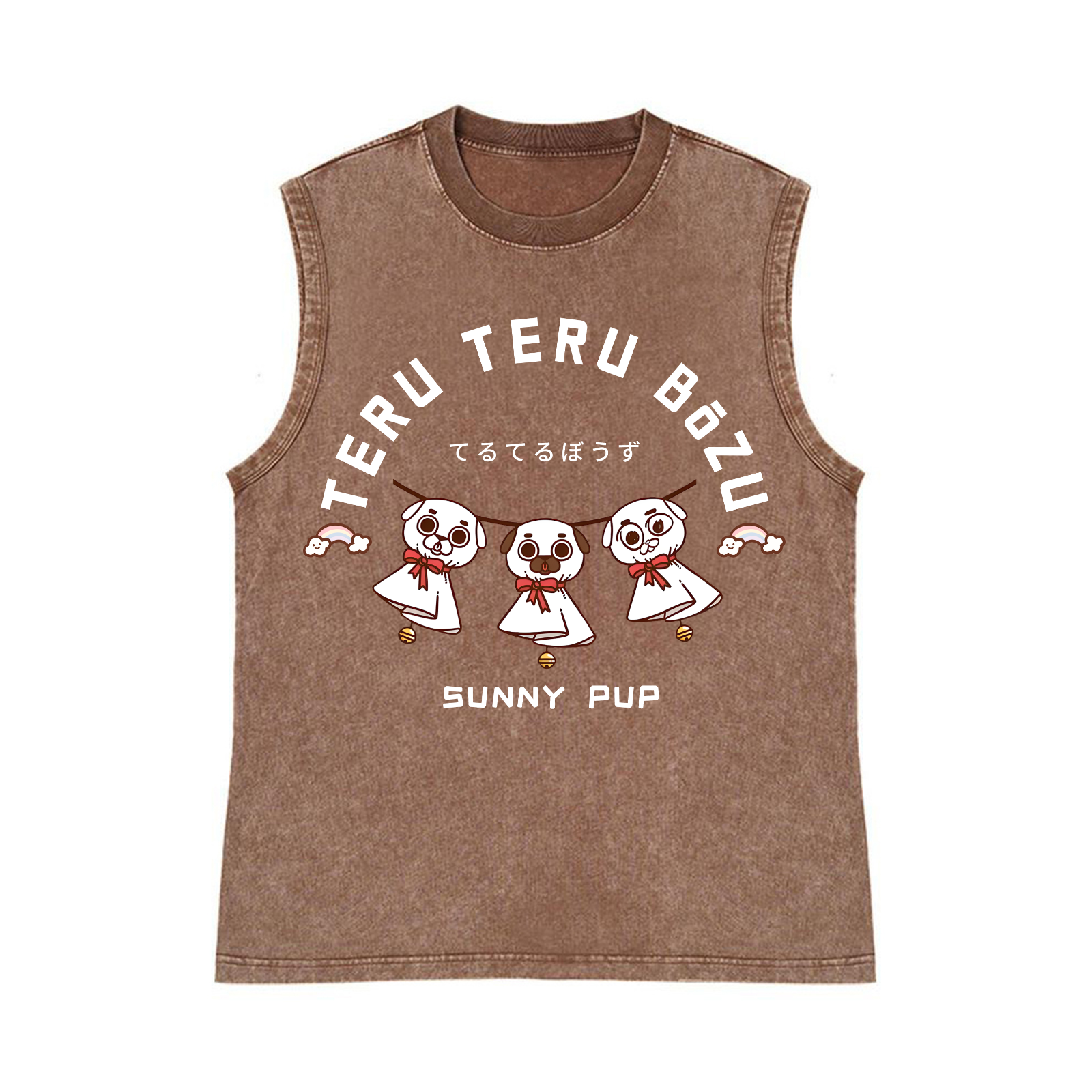 Teru Teru Bōzu Dog Pure Cotton Wash-Dyed Sleeveless Tank Top