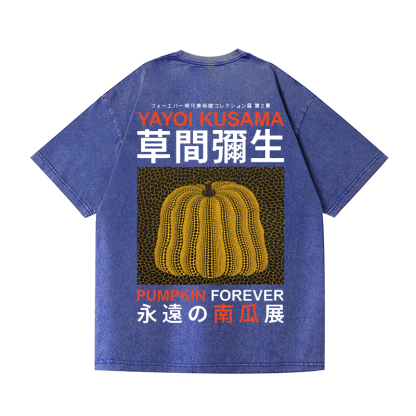 Yayoi Kusama Pumpkin Vintage Wash Japanese Design Back Art T-Shirt